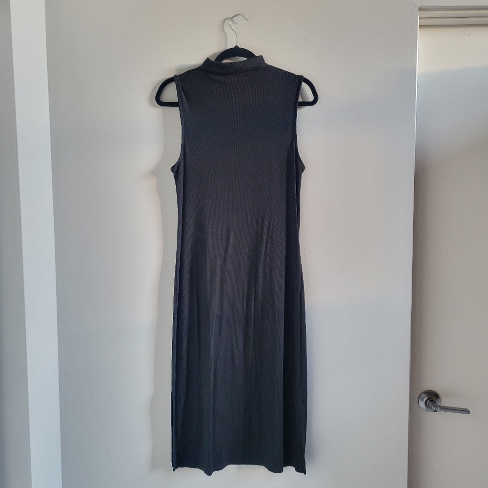A New Day Mock-Neck Black Sleeveless Midi Dress Womens Medium